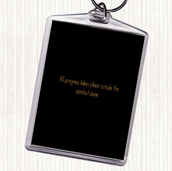 Black Gold Outside The Comfort Zone Quote Bag Tag Keychain Keyring
