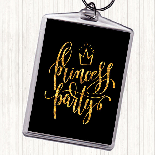 Black Gold Princess Party Quote Bag Tag Keychain Keyring