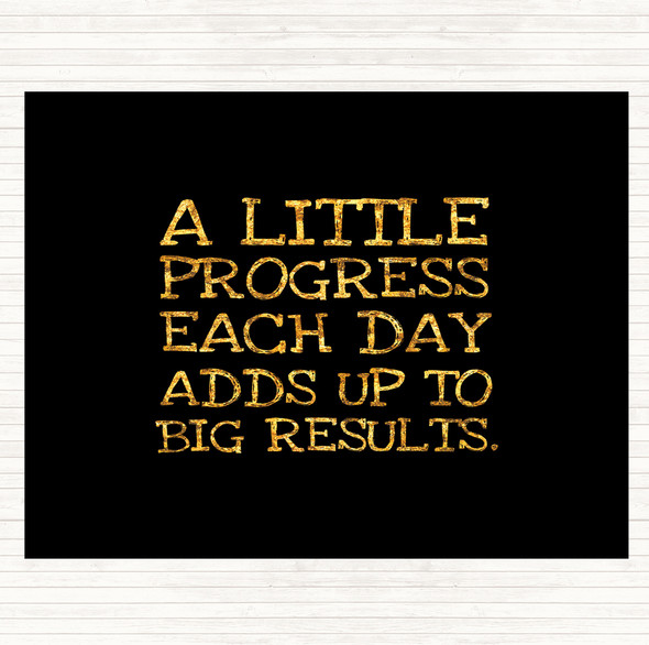 Black Gold Progress Each Day Quote Mouse Mat Pad