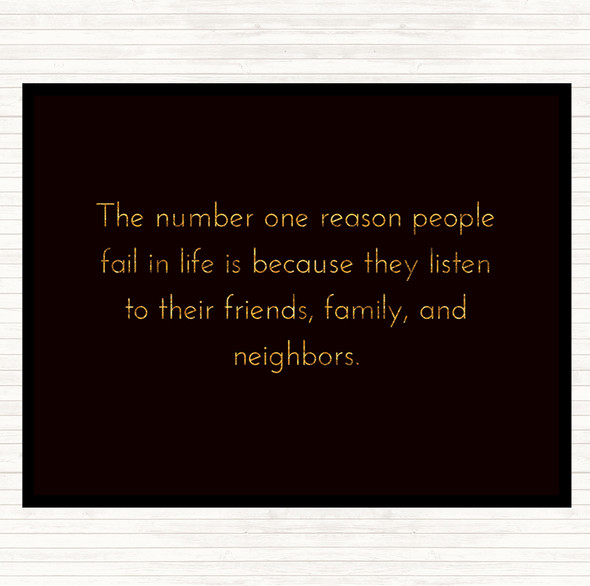 Black Gold Reason People Fail Quote Mouse Mat Pad