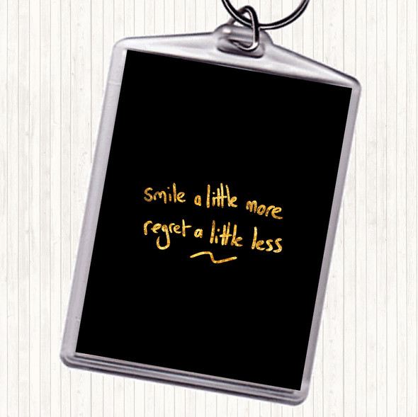 Black Gold Regret Less Quote Bag Tag Keychain Keyring