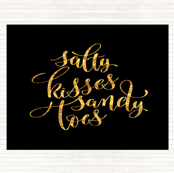 Black Gold Salty Kisses Sandy Toes Quote Mouse Mat Pad