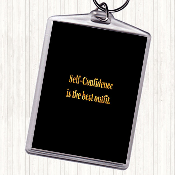 Black Gold Self Confidence Quote Bag Tag Keychain Keyring