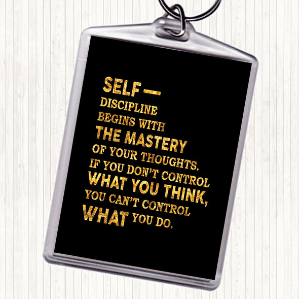 Black Gold Self Discipline Quote Bag Tag Keychain Keyring