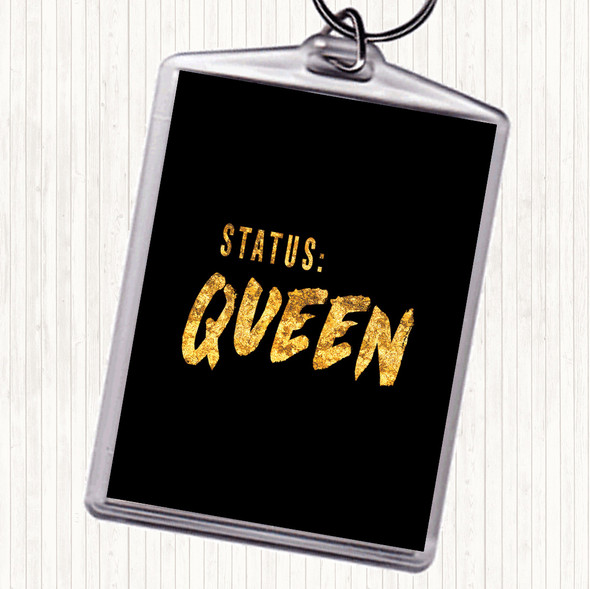 Black Gold Status Queen Quote Bag Tag Keychain Keyring