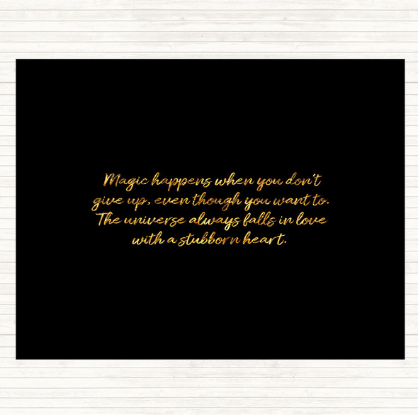 Black Gold Stubborn Heart Quote Mouse Mat Pad