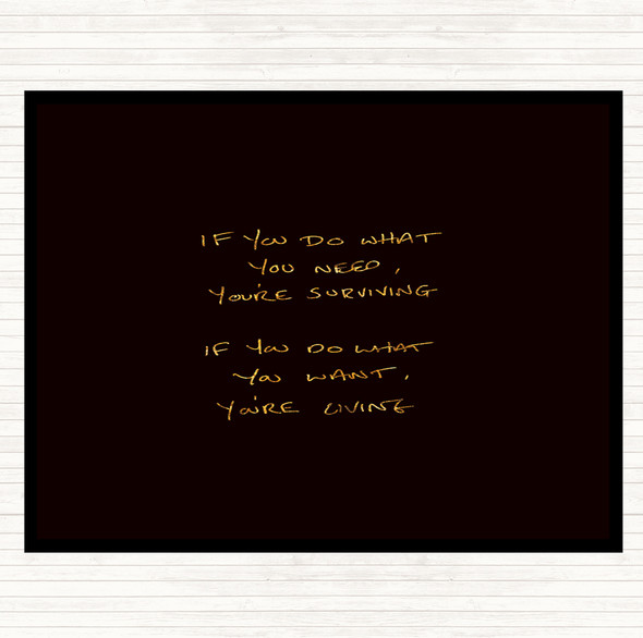 Black Gold Surviving Quote Dinner Table Placemat