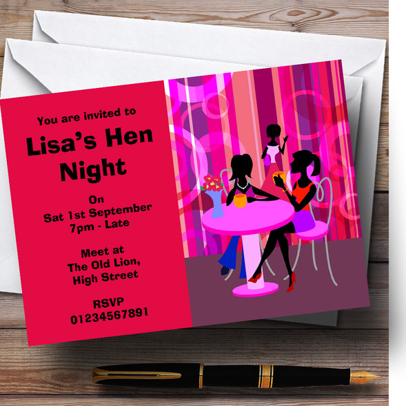 Pink Girls Night Out Personalised Hen Do Night Party Invitations