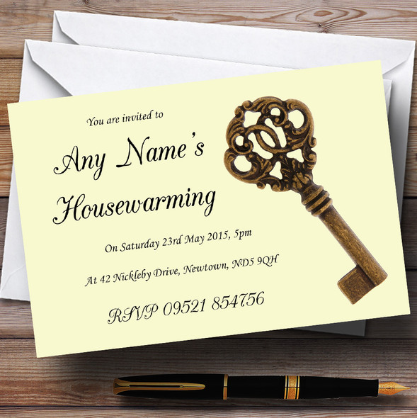 Old Key Housewarming Party Personalised Invitations