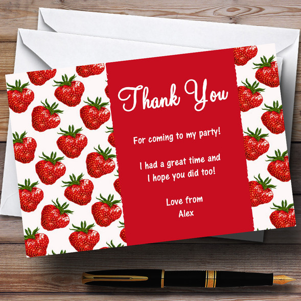 Strawberry Vintage Tea Red Personalised Party Thank You Cards