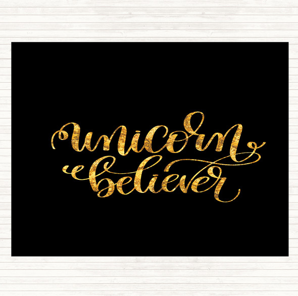 Black Gold Unicorn Believer Quote Dinner Table Placemat