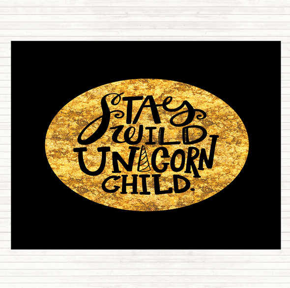 Black Gold Unicorn Child Quote Mouse Mat Pad