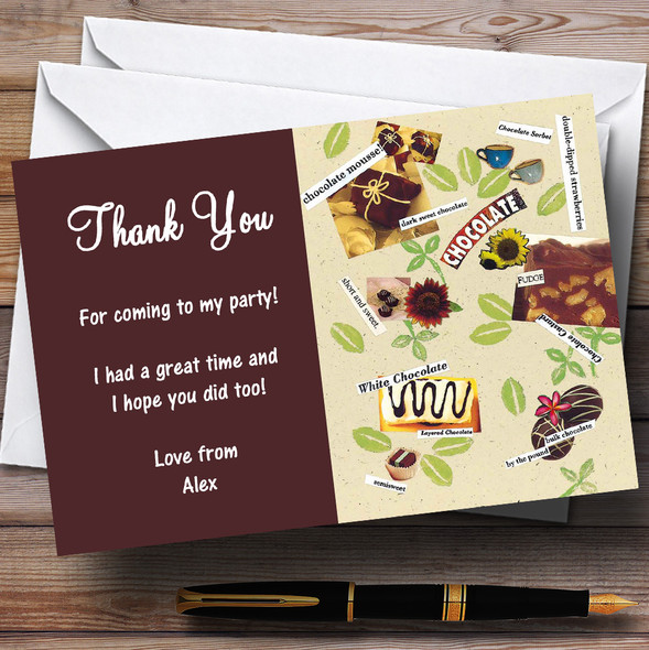 Delicious Chocolate Personalised Party Thank You Cards