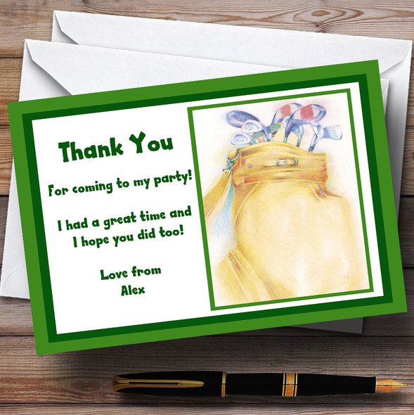 Green Golfing Golf Personalised Party Thank You Cards