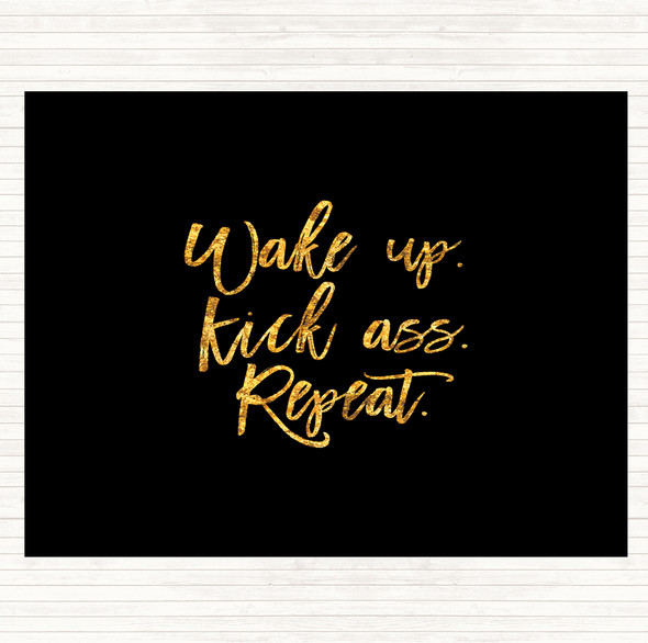 Black Gold Wake Up Quote Dinner Table Placemat