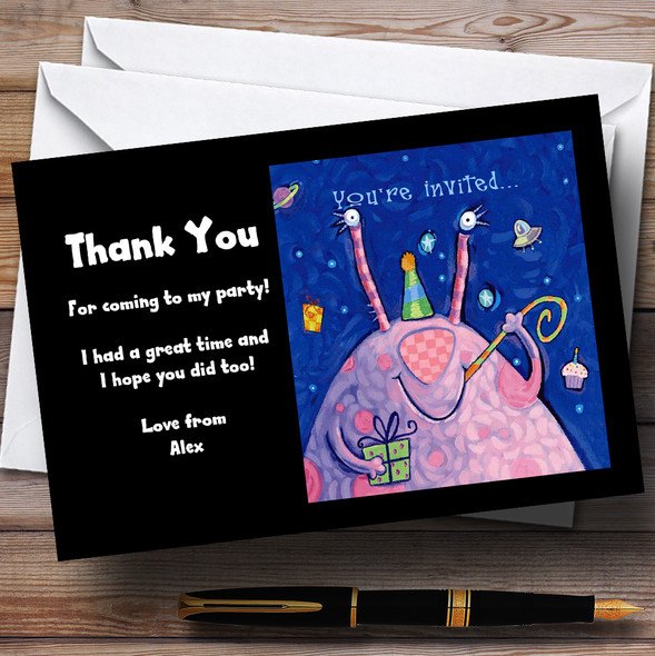 Monster Alien Space Children's Personalised Party Thank You Cards