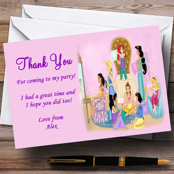 Princess Sleepover Slumber Makeover Personalised Party Thank You Cards