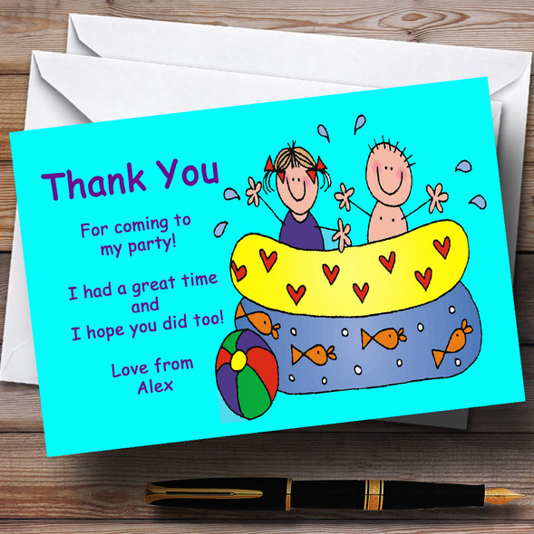 Splash Swimming Pool Children's Personalised Party Thank You Cards