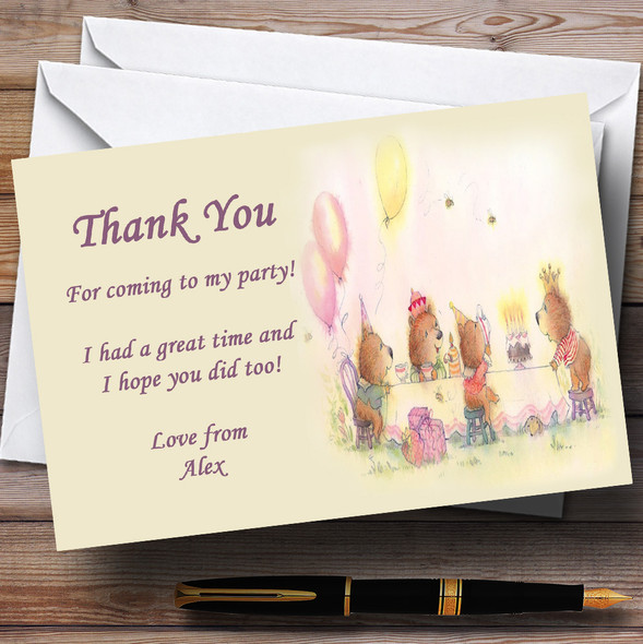 Teddy Bears Picnic Children's Personalised Party Thank You Cards