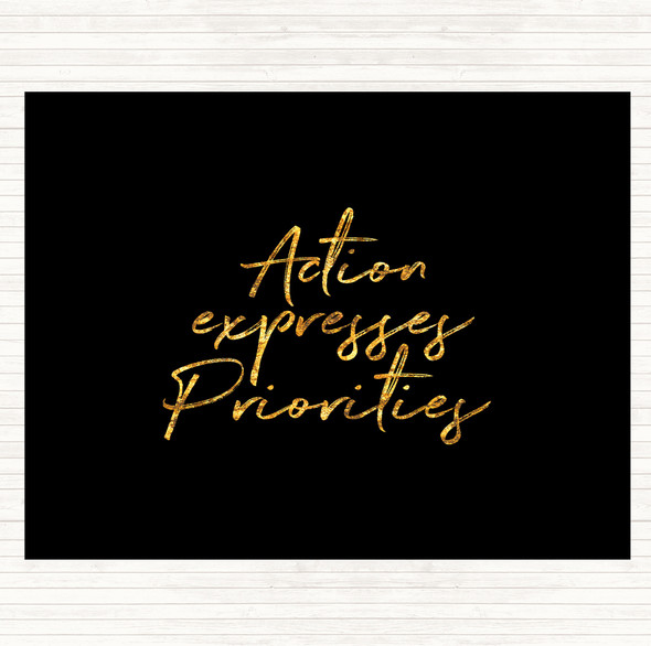 Black Gold Action Expresses Priorities Quote Mouse Mat Pad