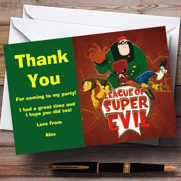 League Of Super Evil Personalised Children's Birthday Party Thank You Cards