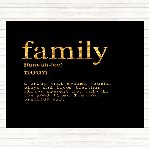 Black Gold Word Definition Family Quote Mouse Mat Pad