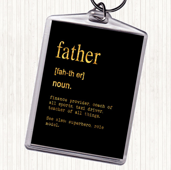 Black Gold Word Definition Father Quote Bag Tag Keychain Keyring