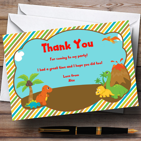Sweet Little Dinosaurs Personalised Birthday Party Thank You Cards