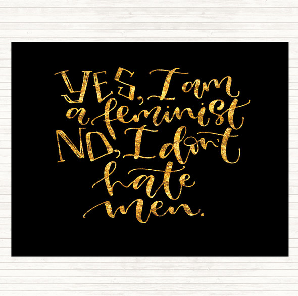 Black Gold Yes Feminist Quote Mouse Mat Pad