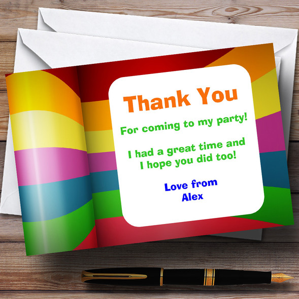 Rainbow Colours Personalised Birthday Party Thank You Cards