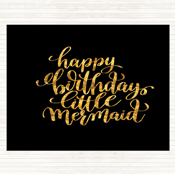 Black Gold Birthday Mermaid Quote Mouse Mat Pad