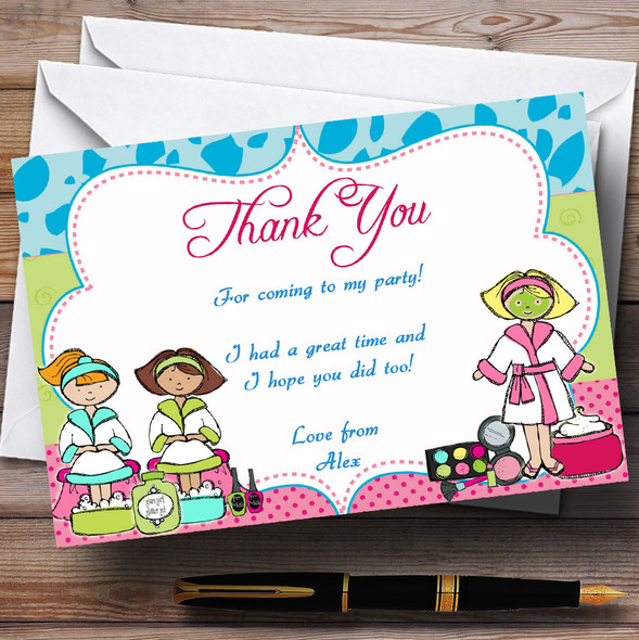 Spa Makeover Nail Personalised Birthday Party Thank You Cards