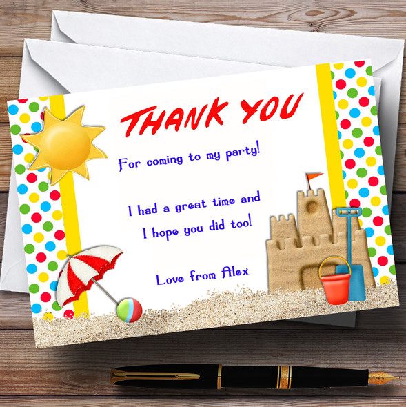Summer Beach Swimming Personalised Birthday Party Thank You Cards