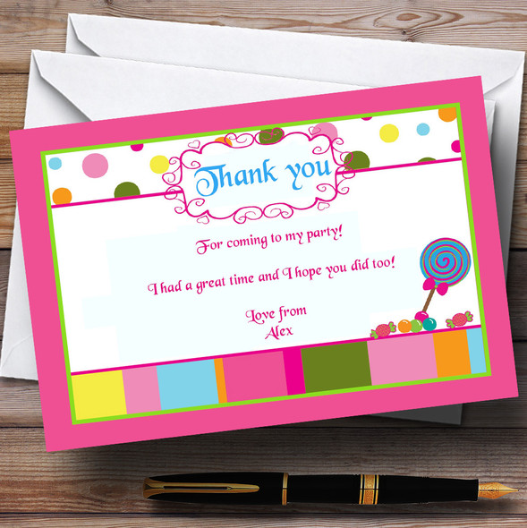 Sweet Shop Candy Personalised Birthday Party Thank You Cards