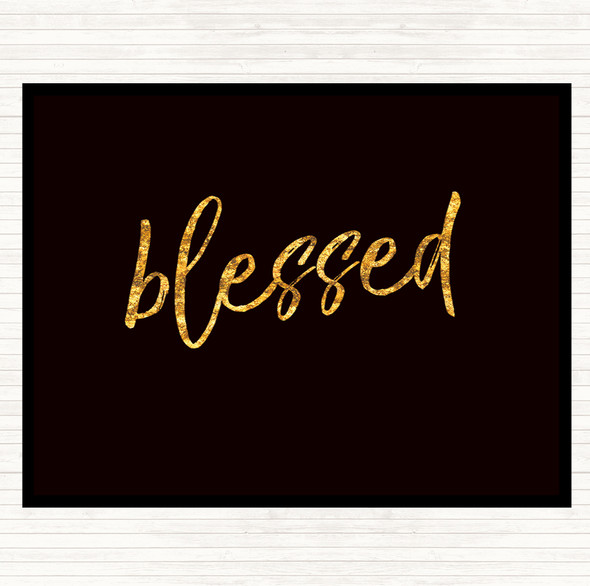 Black Gold Blessed Quote Mouse Mat Pad