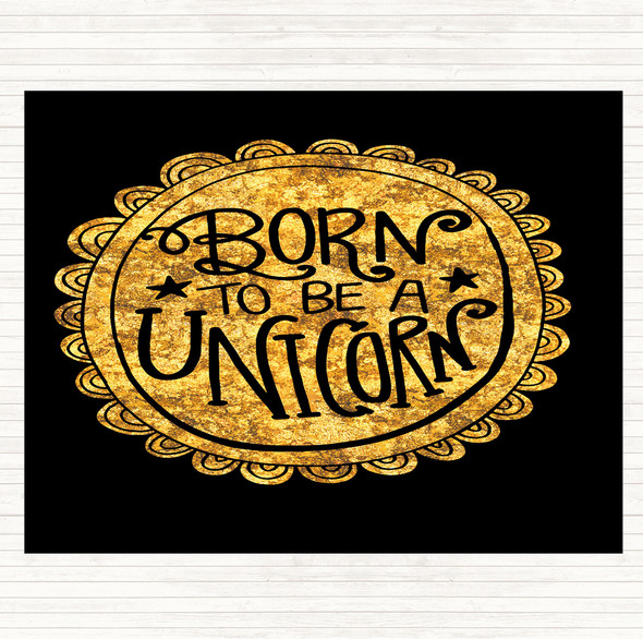 Black Gold Born-To-Be-Unicorn Quote Mouse Mat Pad