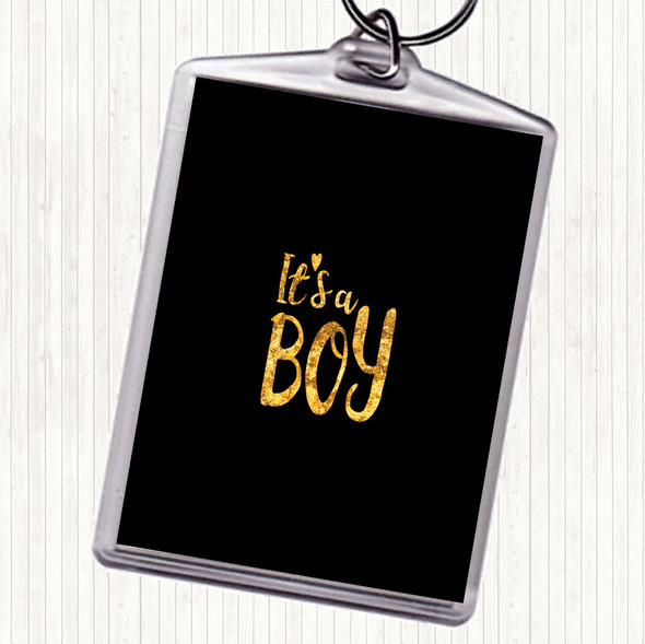 Black Gold Boy Quote Bag Tag Keychain Keyring