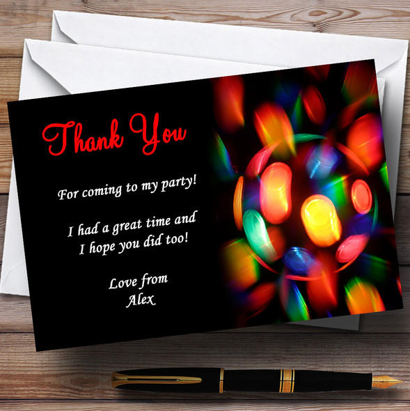 Disco Lights Personalised Party Thank You Cards