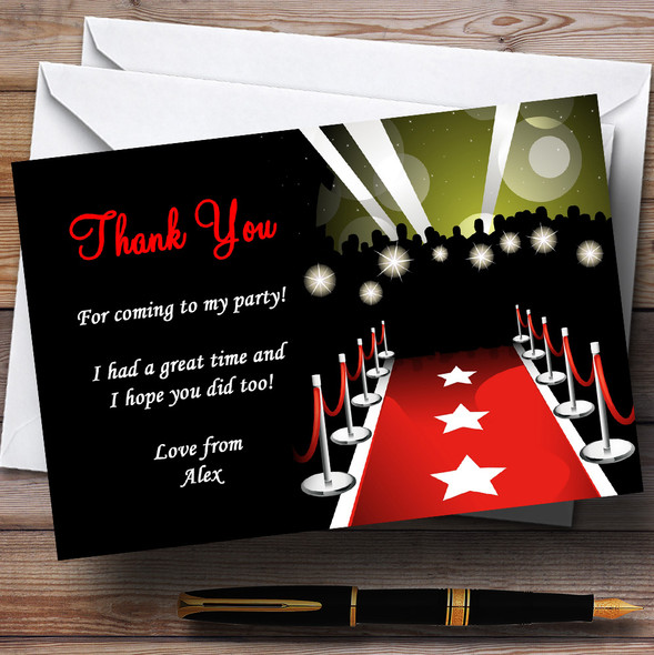 Vip Red Carpet Personalised Party Thank You Cards