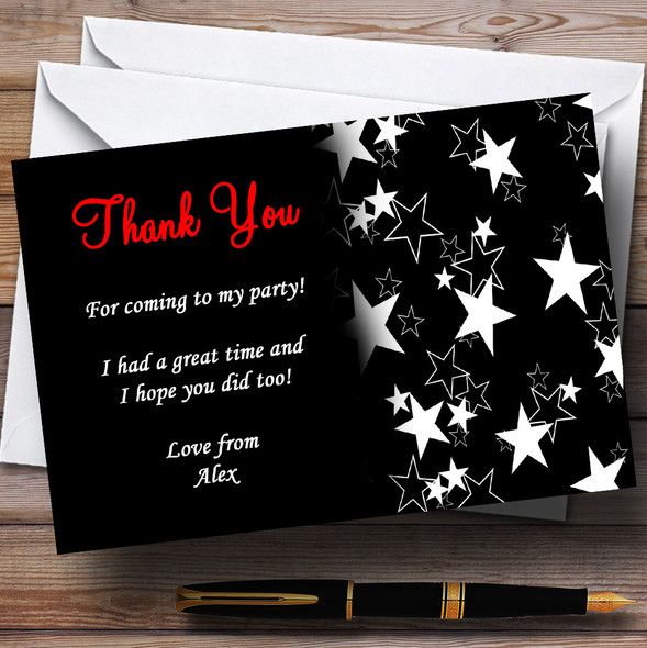 Red, White & Black Personalised Party Thank You Cards