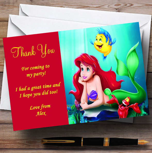 Little Mermaid Personalised Children's Party Thank You Cards