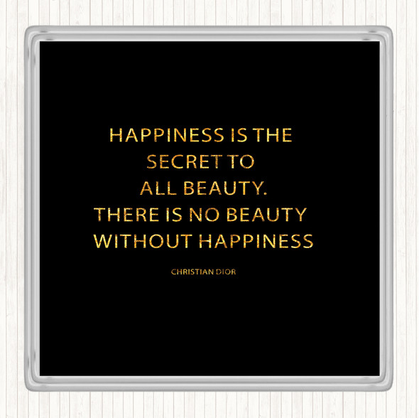 Black Gold Christian Dior Secret To Beauty Quote Drinks Mat Coaster