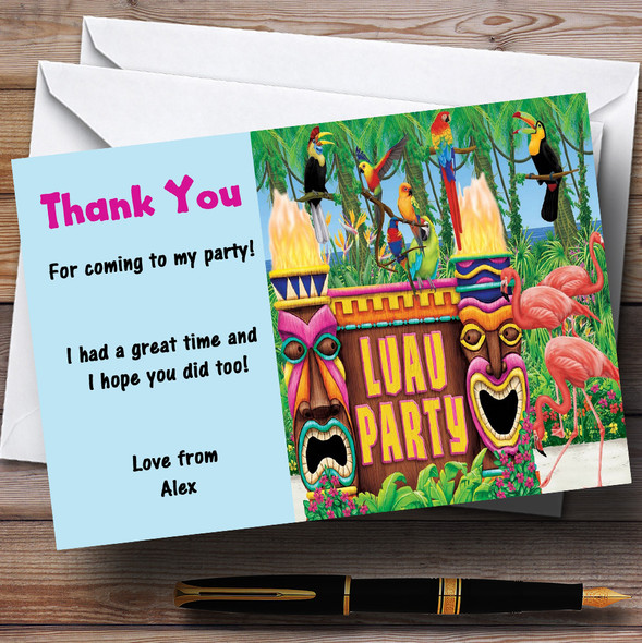 Turquoise Hawaiian Tropical Luau Personalised Party Thank You Cards
