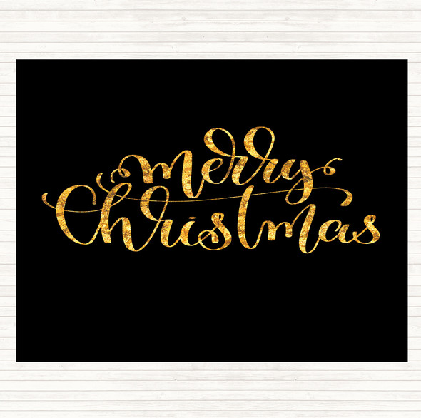 Black Gold Christmas Merry Xmas Quote Mouse Mat Pad