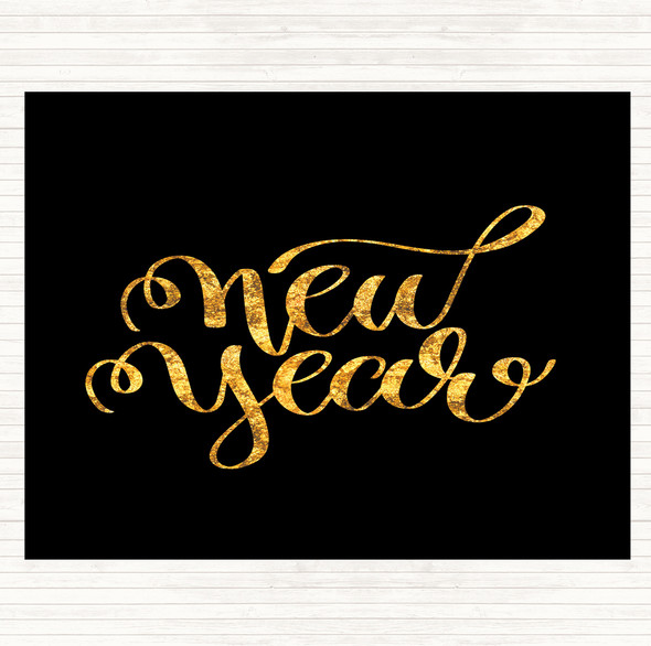 Black Gold Christmas New Year Quote Dinner Table Placemat