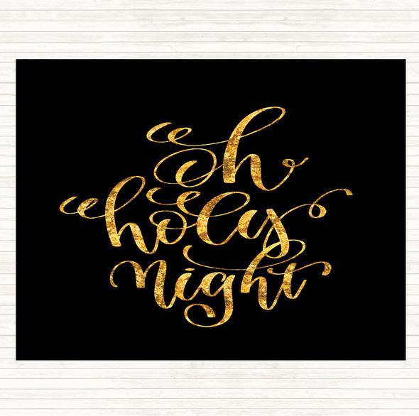 Black Gold Christmas Oh Holy Night Quote Mouse Mat Pad