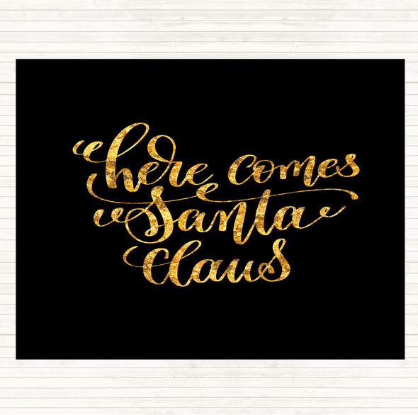 Black Gold Christmas Santa Claus Quote Mouse Mat Pad