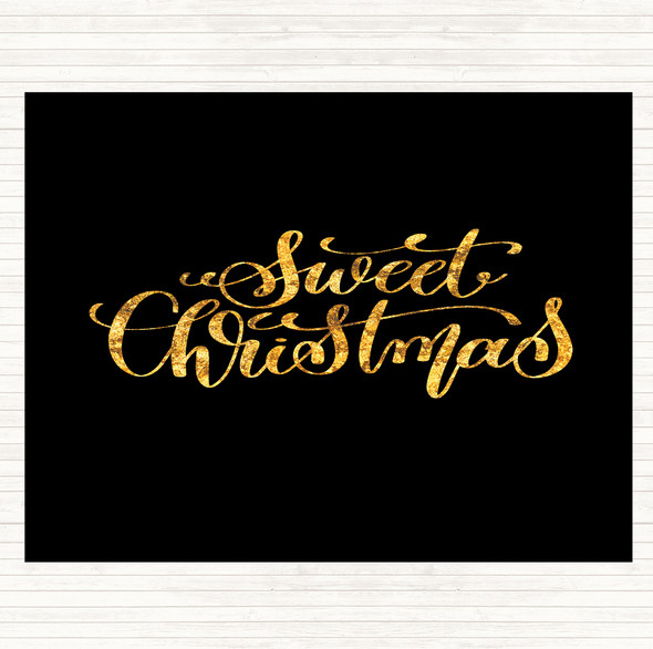 Black Gold Christmas Sweet Xmas Quote Mouse Mat Pad