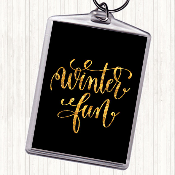 Black Gold Christmas Winter Fun Quote Bag Tag Keychain Keyring