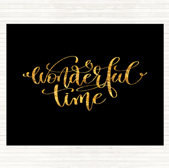 Black Gold Christmas Wonderful Time Quote Dinner Table Placemat